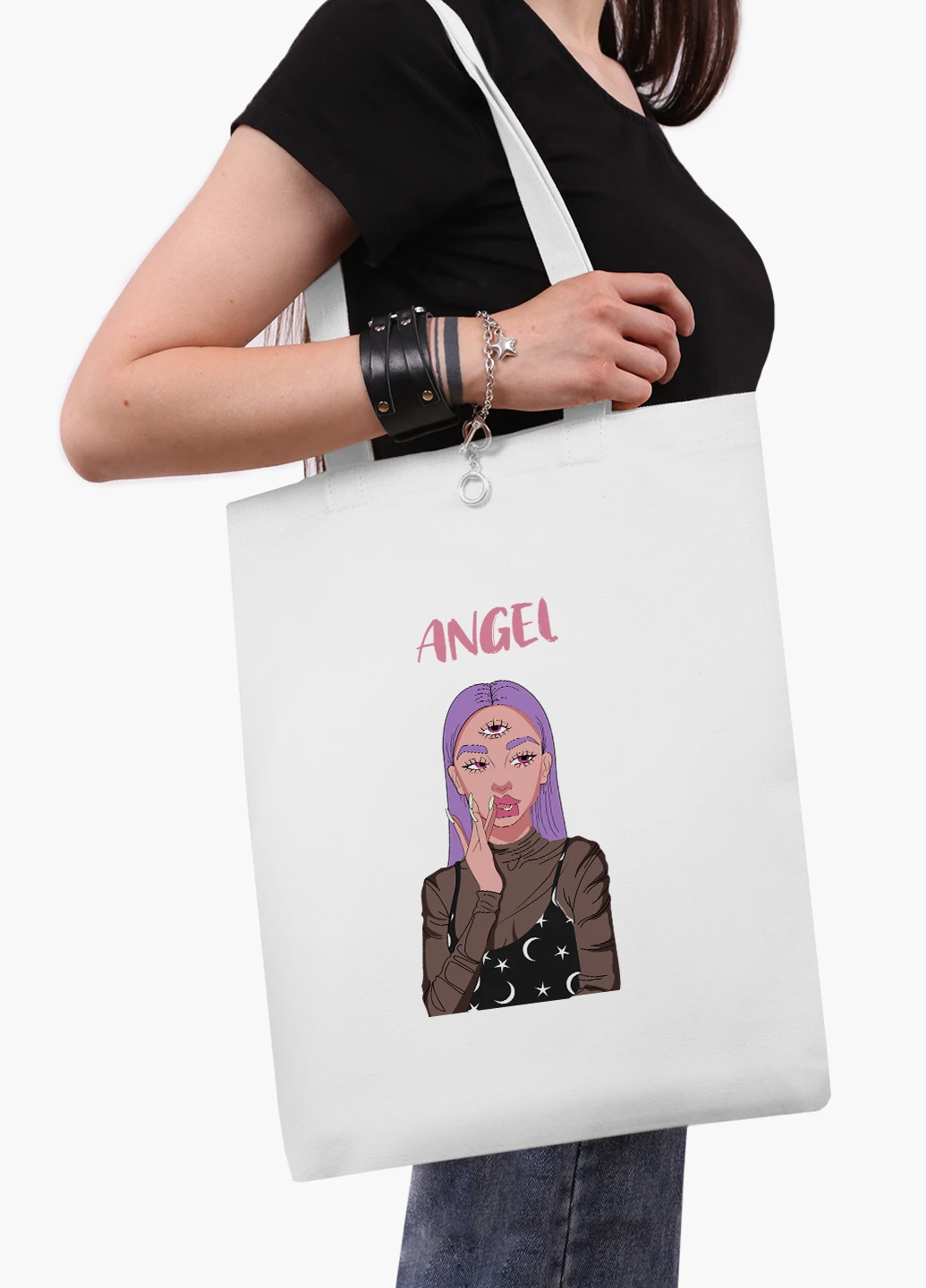 Эко сумка шоппер белая Ангел Диджитал Арт (Angel Digital art) (9227-1635-WT2) Еко сумка шоппер біла 41*35 см MobiPrint (219124614)