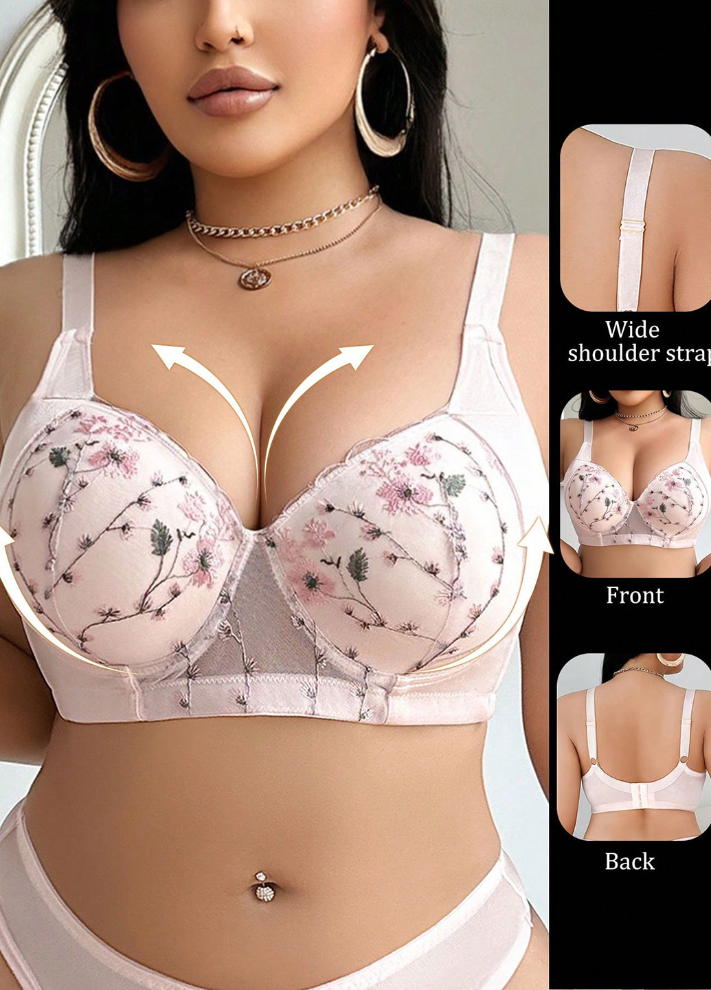 Розовый бралетт бюстгальтер SHEIN с косточками полиэстер