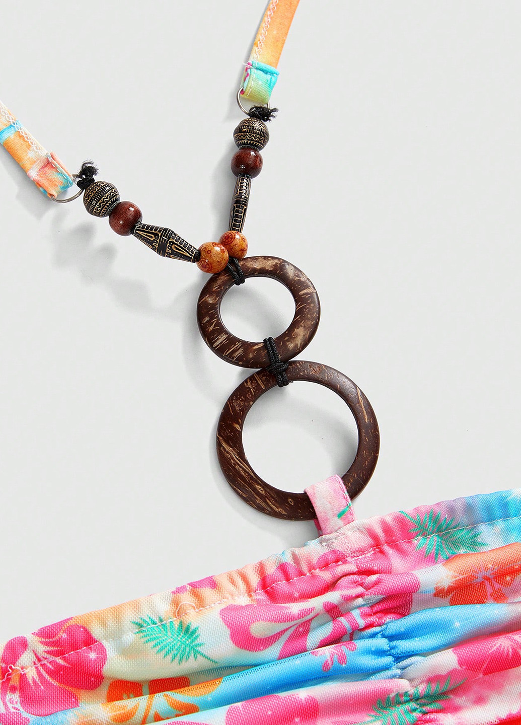 Комбинированное кэжуал платье бандо SHEIN с цветочным принтом