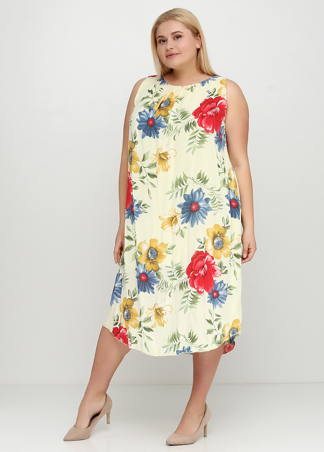 Лимонное кэжуал платье Moda in Italy с цветочным принтом