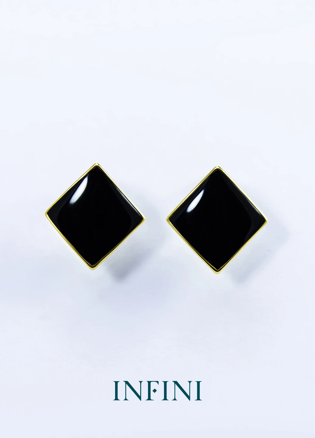 Серьги серебряные Infini с черной эмалью (222694046)