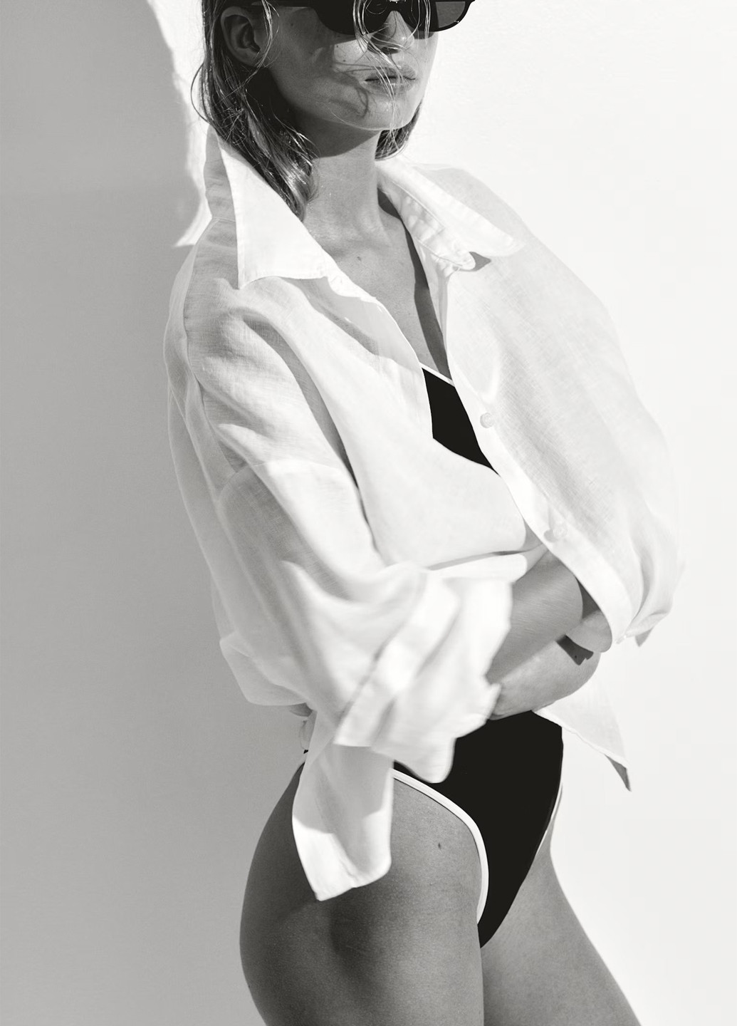 Белая пляжный, кэжуал рубашка однотонная H&M