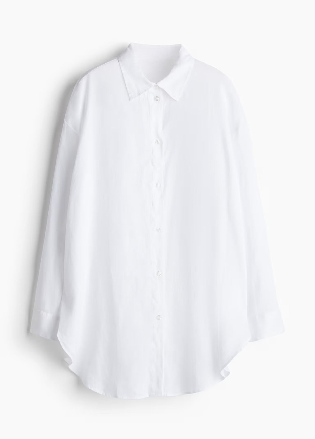 Белая пляжный, кэжуал рубашка однотонная H&M