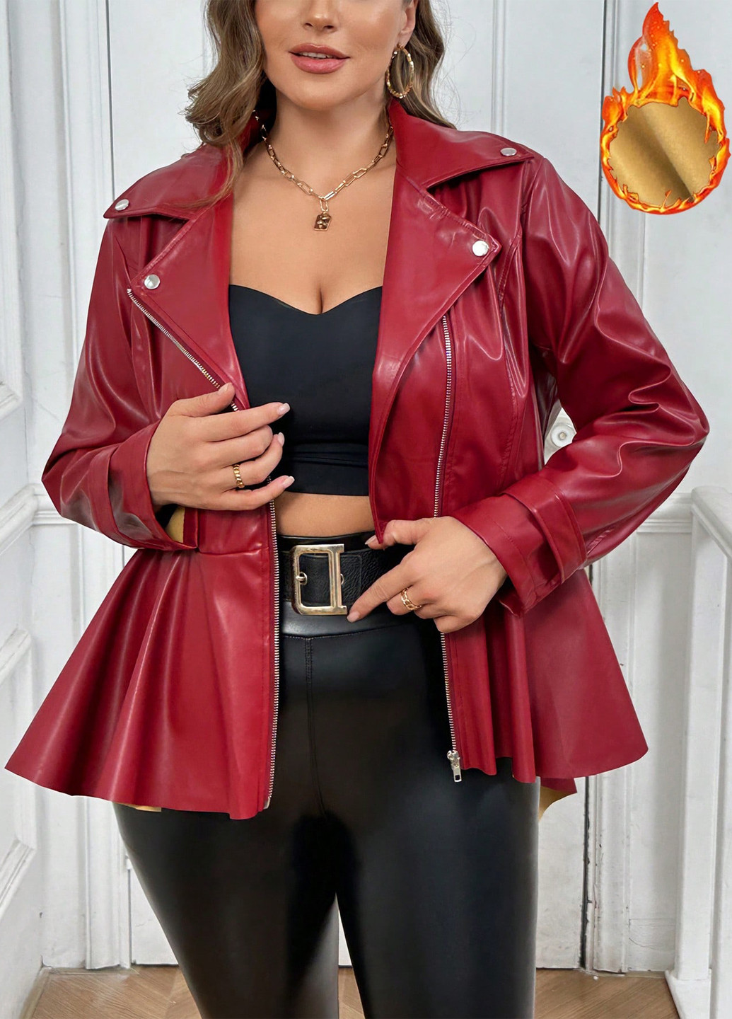 Червона демісезонна куртка косуха SHEIN