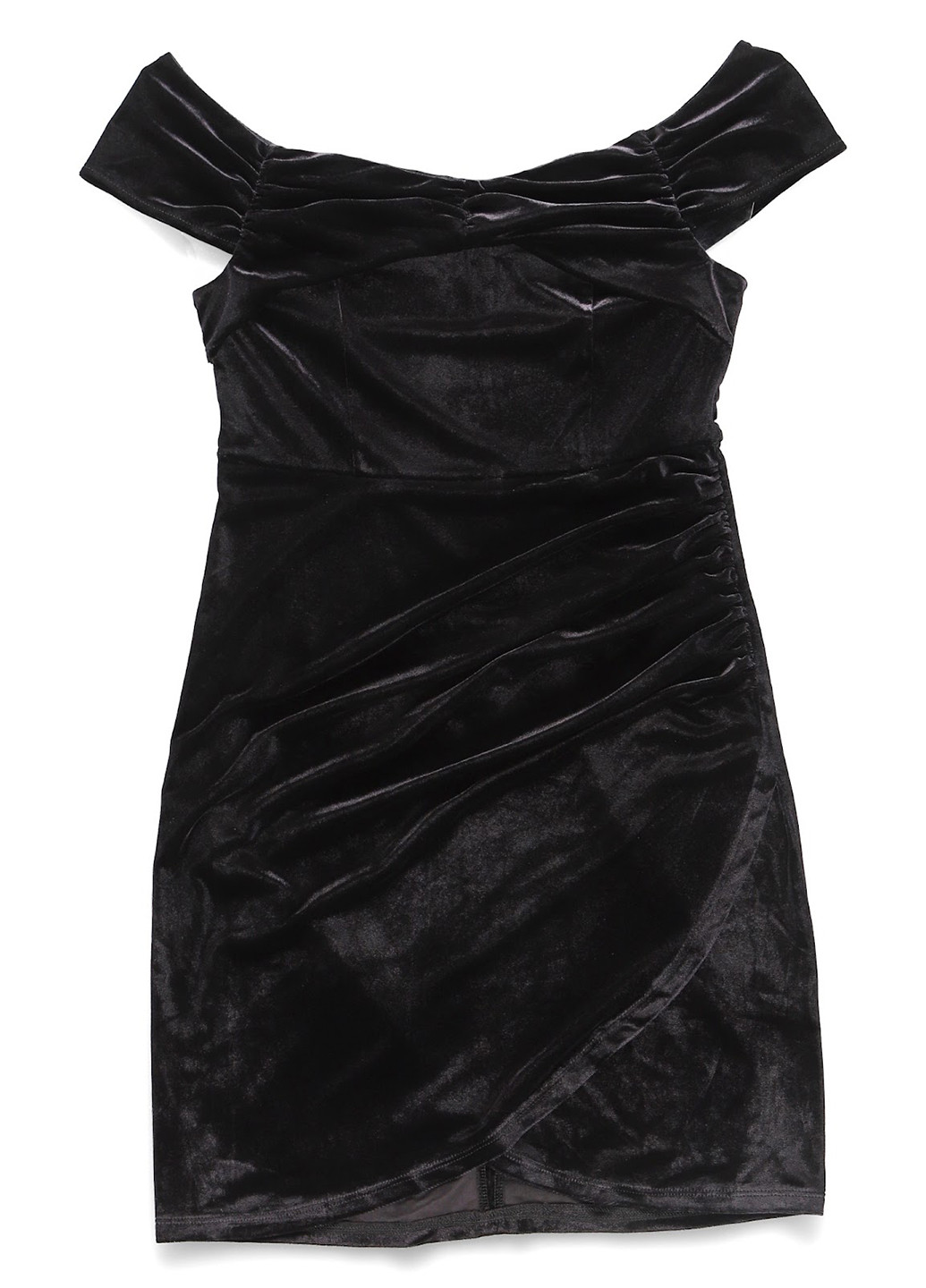 Черное вечернее платье с открытыми плечами MINT&BERRY однотонное