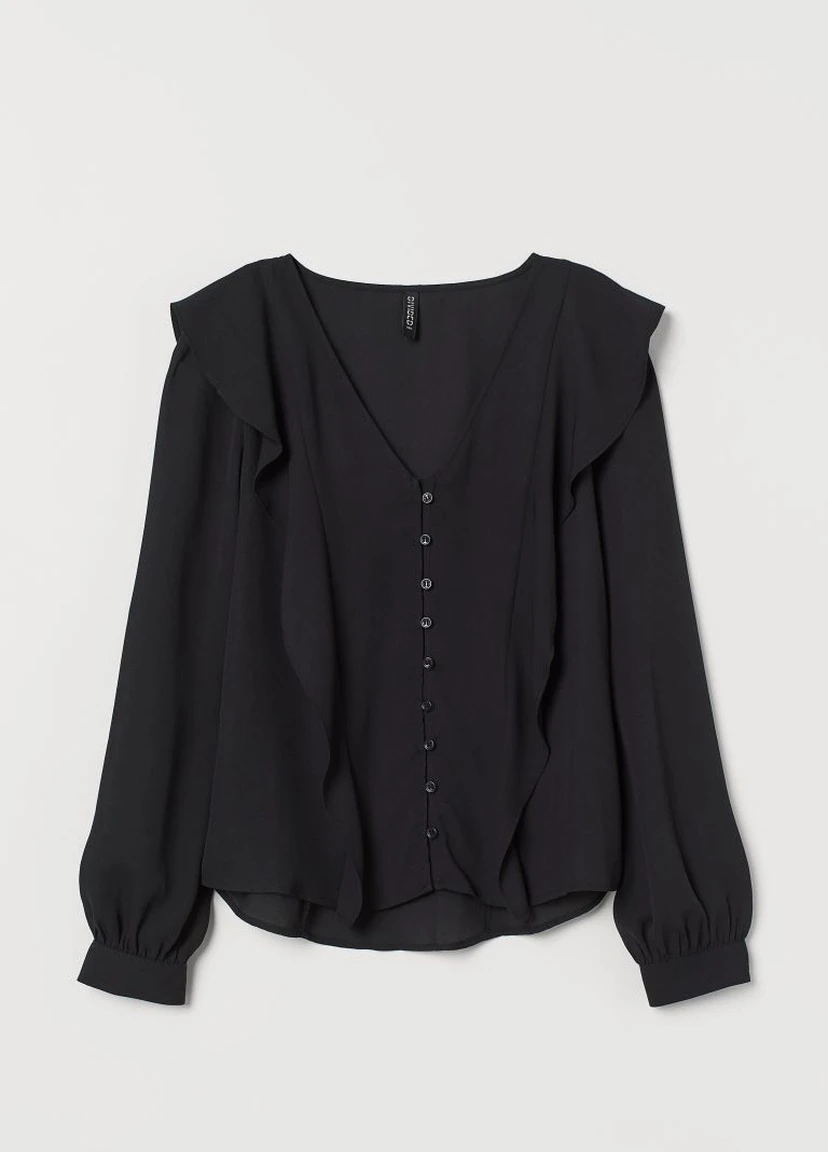 Чёрная блузка с оборками H&M