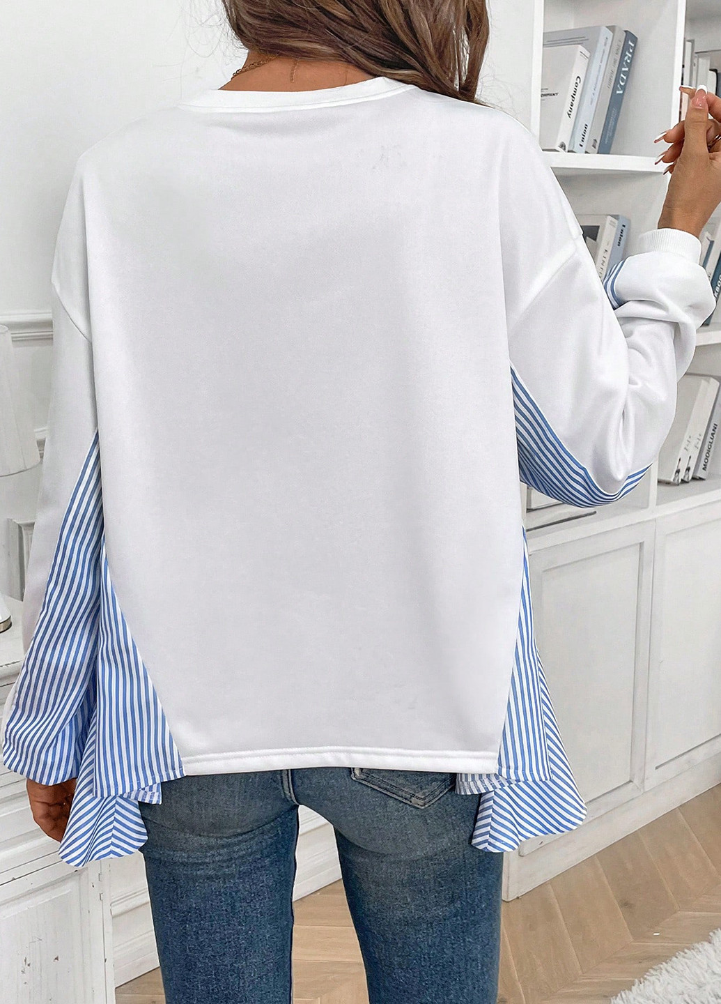 Комбинированный свитшот SHEIN колор блок волан (332811052)