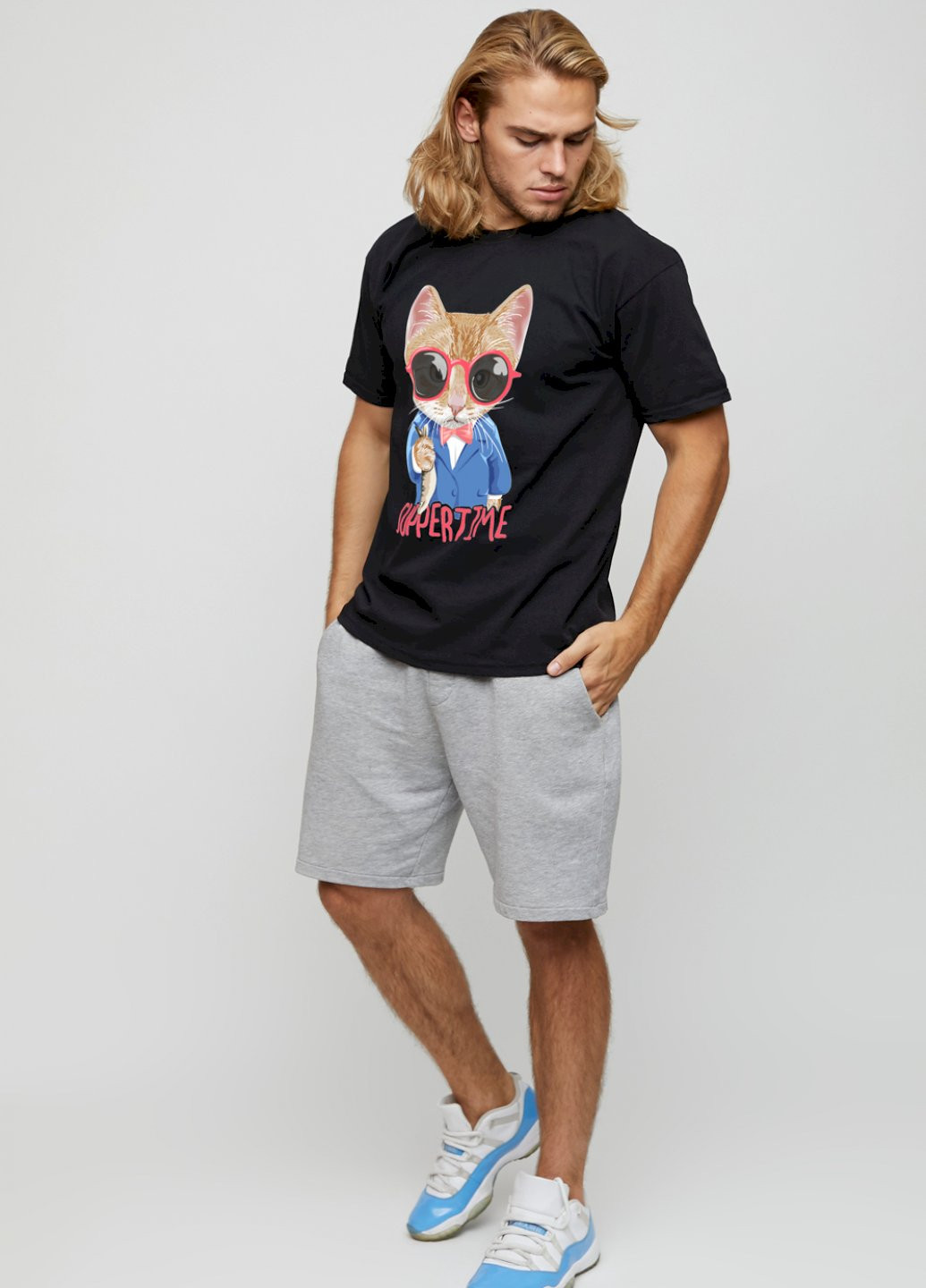 Чорна футболка чоловіча basic /air print/ YAPPI