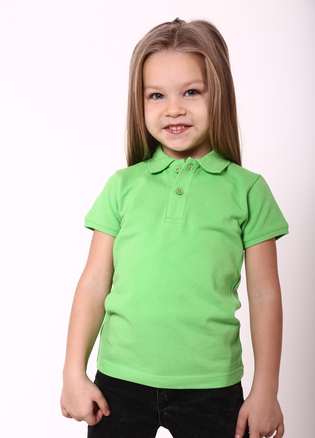 Салатовая детская футболка-футболка поло детская TvoePolo однотонная