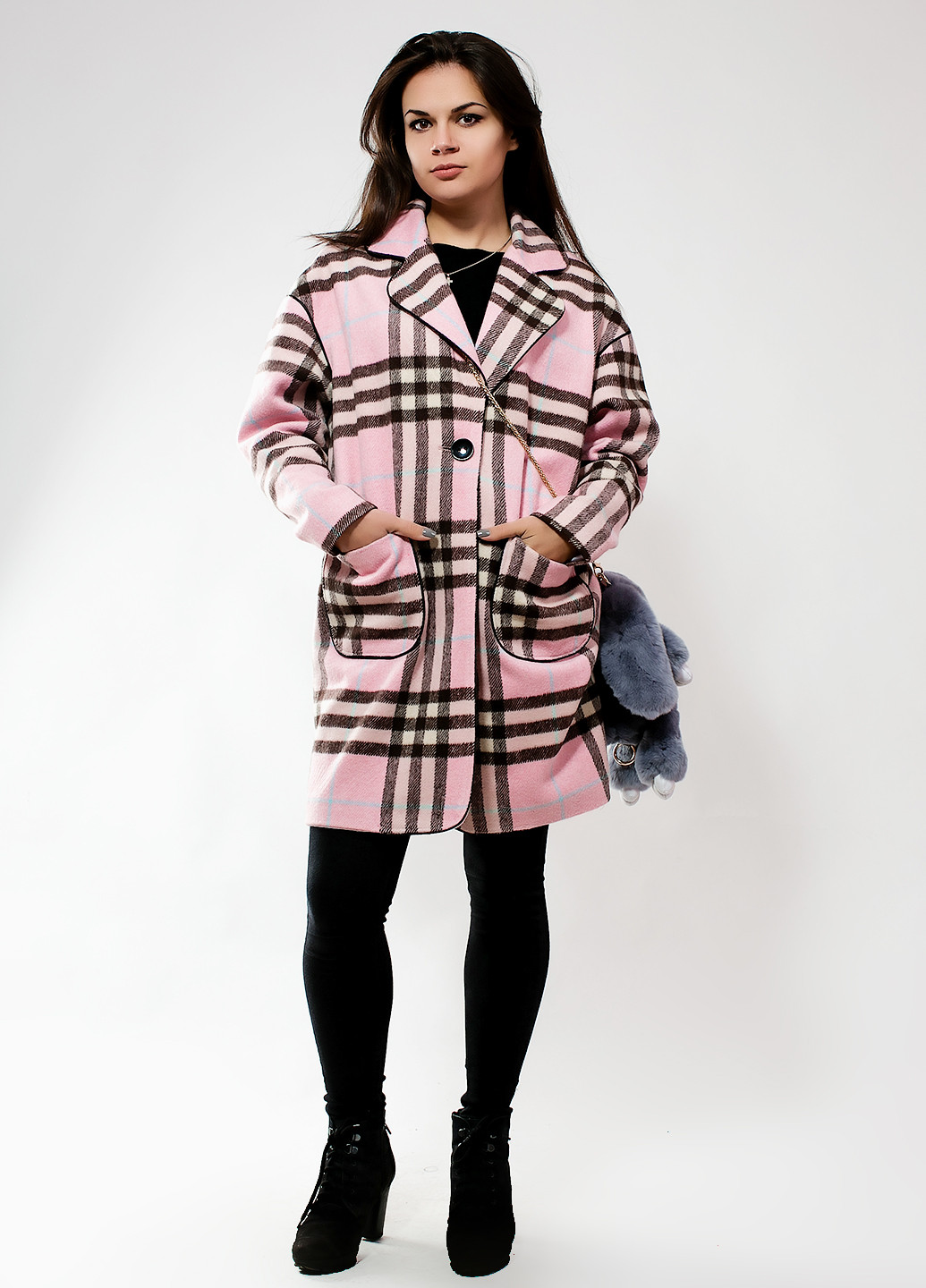 Светло-розовое демисезонное Пальто Modna Anka