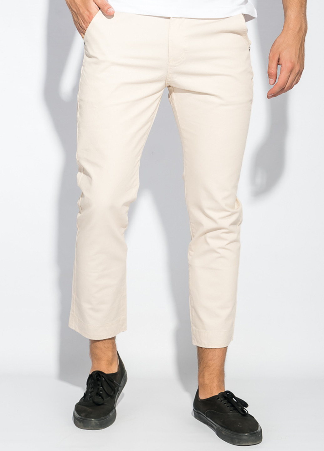 Светло-бежевые кэжуал демисезонные со средней талией брюки Time of Style