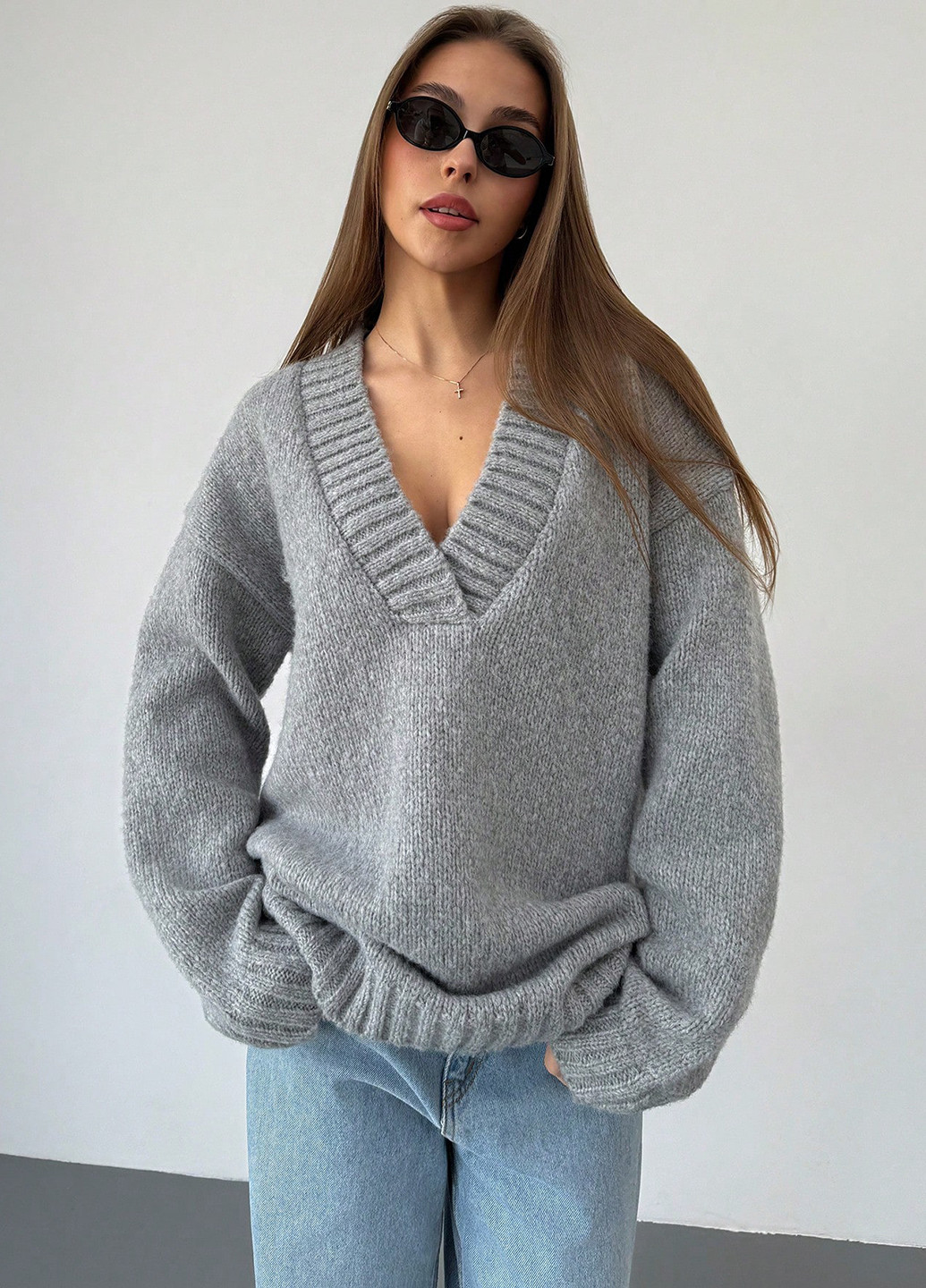 Серый демисезонный пуловер пуловер SHEIN