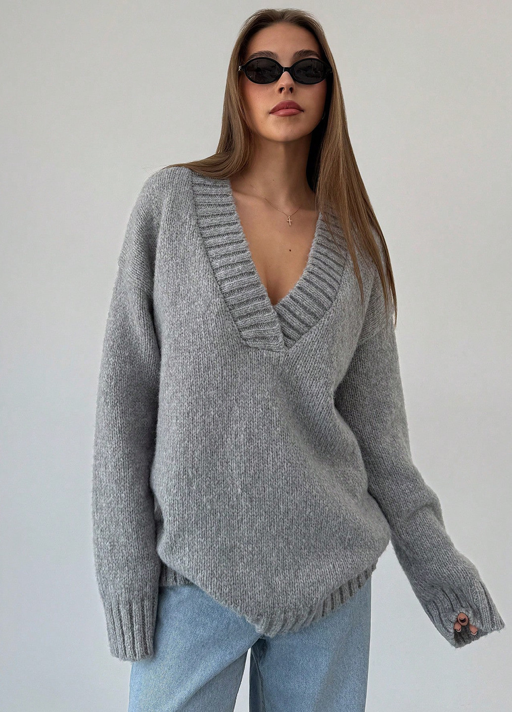 Серый демисезонный пуловер пуловер SHEIN