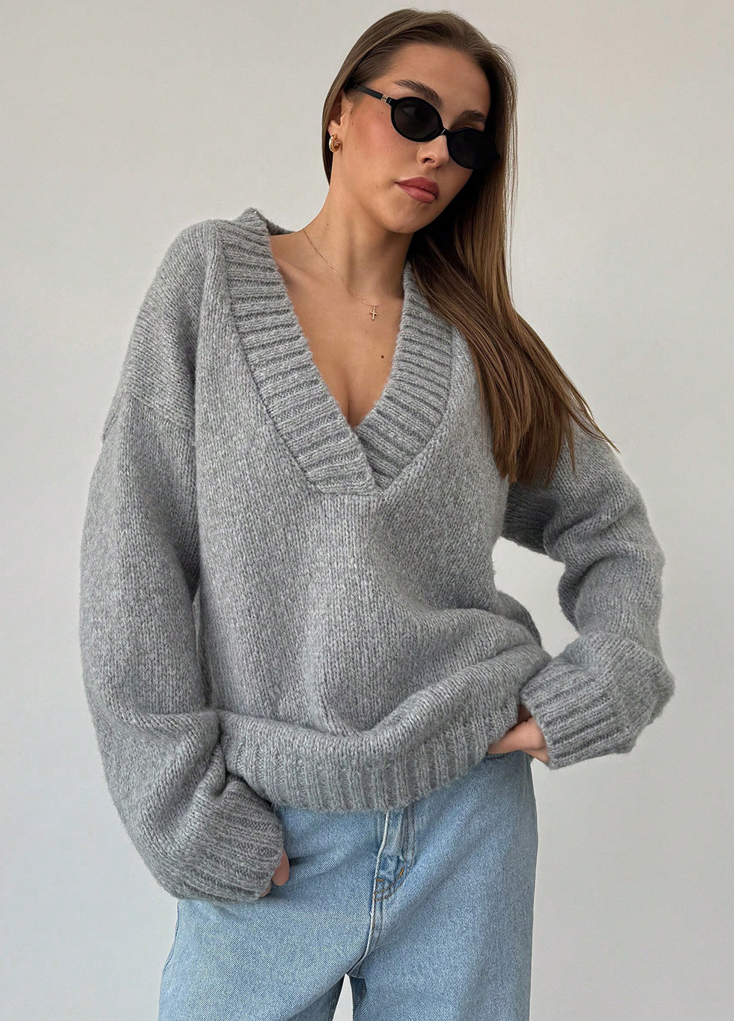 Серый демисезонный пуловер пуловер SHEIN