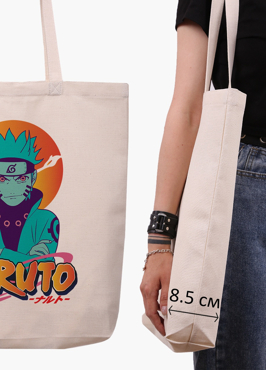 Еко сумка шоппер біла Наруто Узумакі (Naruto Uzumaki) (9227-2631-WTD-1) екосумка шопер 41*39*8 см MobiPrint (215977504)