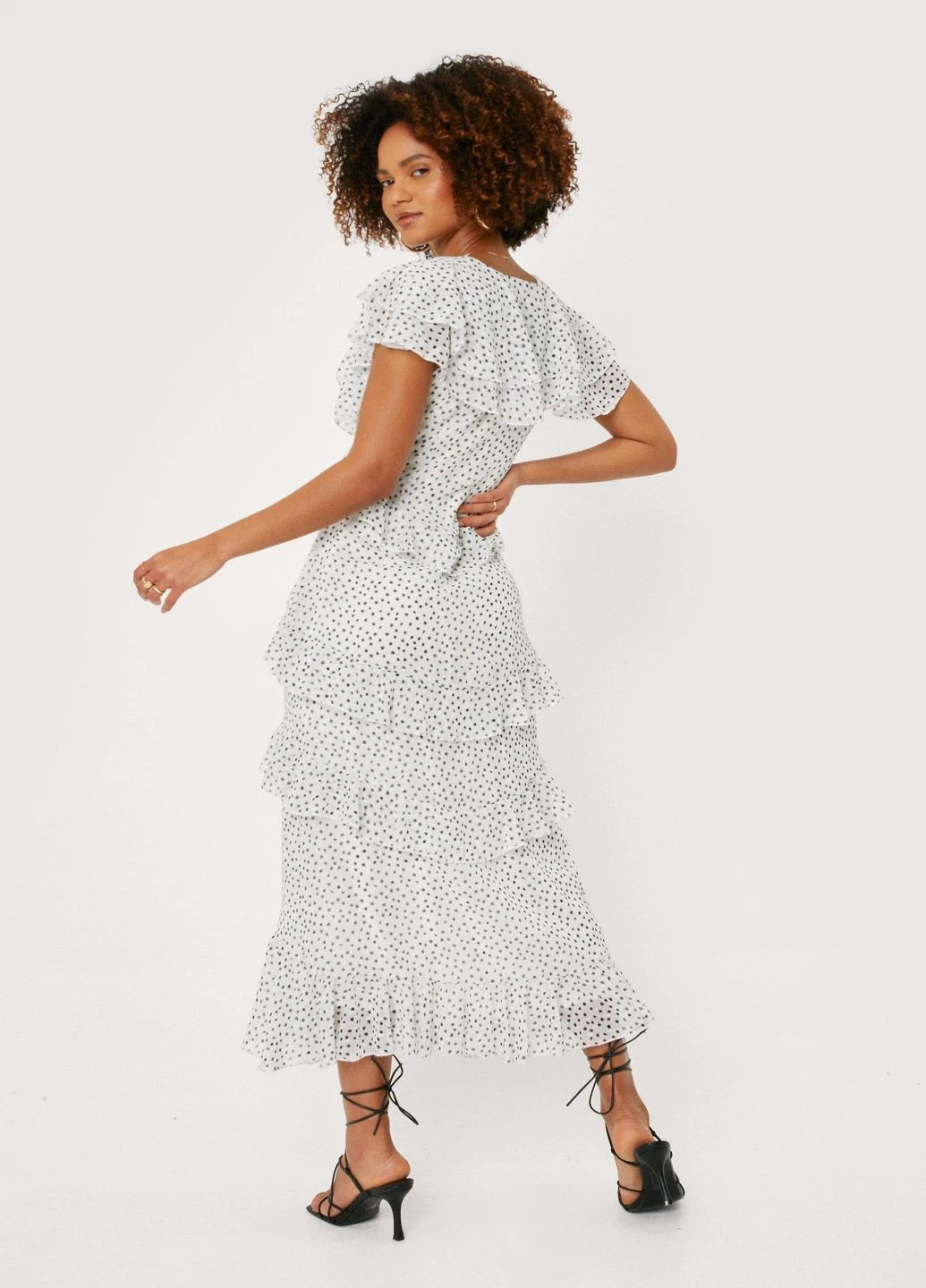 Білий кежуал сукня Nasty Gal в горошок