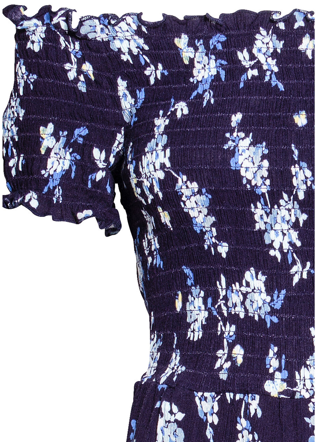 Темно-синя кежуал сукня з відкритими плечима H&M з квітковим принтом