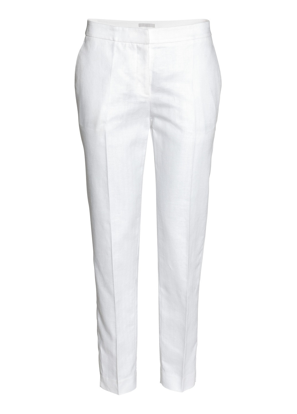 Белые кэжуал демисезонные зауженные брюки H&M