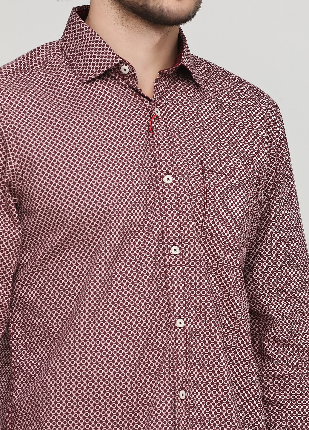 Бордовая кэжуал рубашка с геометрическим узором S.Oliver