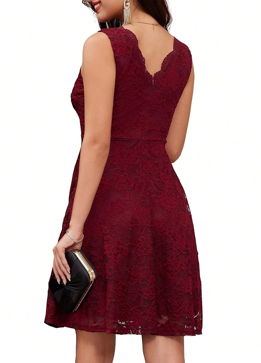 Бордова кежуал сукня кльош, на запах SHEIN однотонна