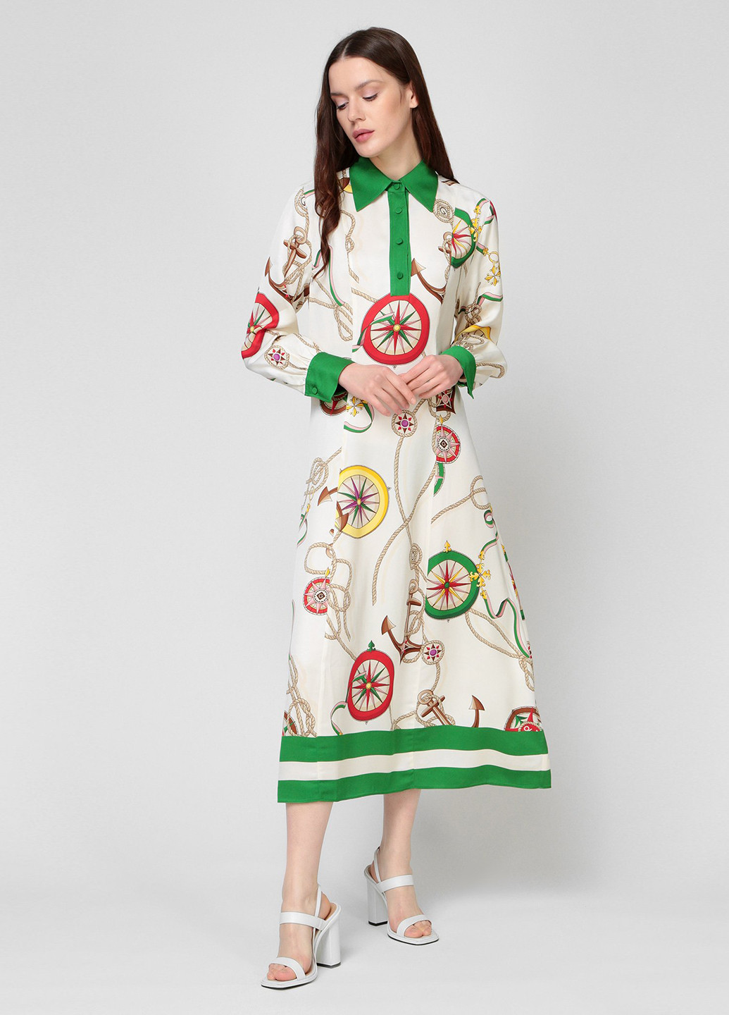 Белое кэжуал платье клеш Gant с рисунком