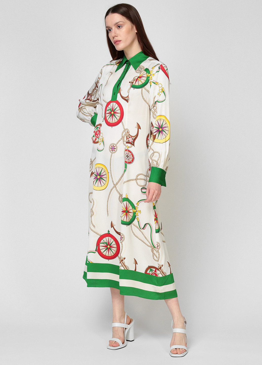 Белое кэжуал платье клеш Gant с рисунком