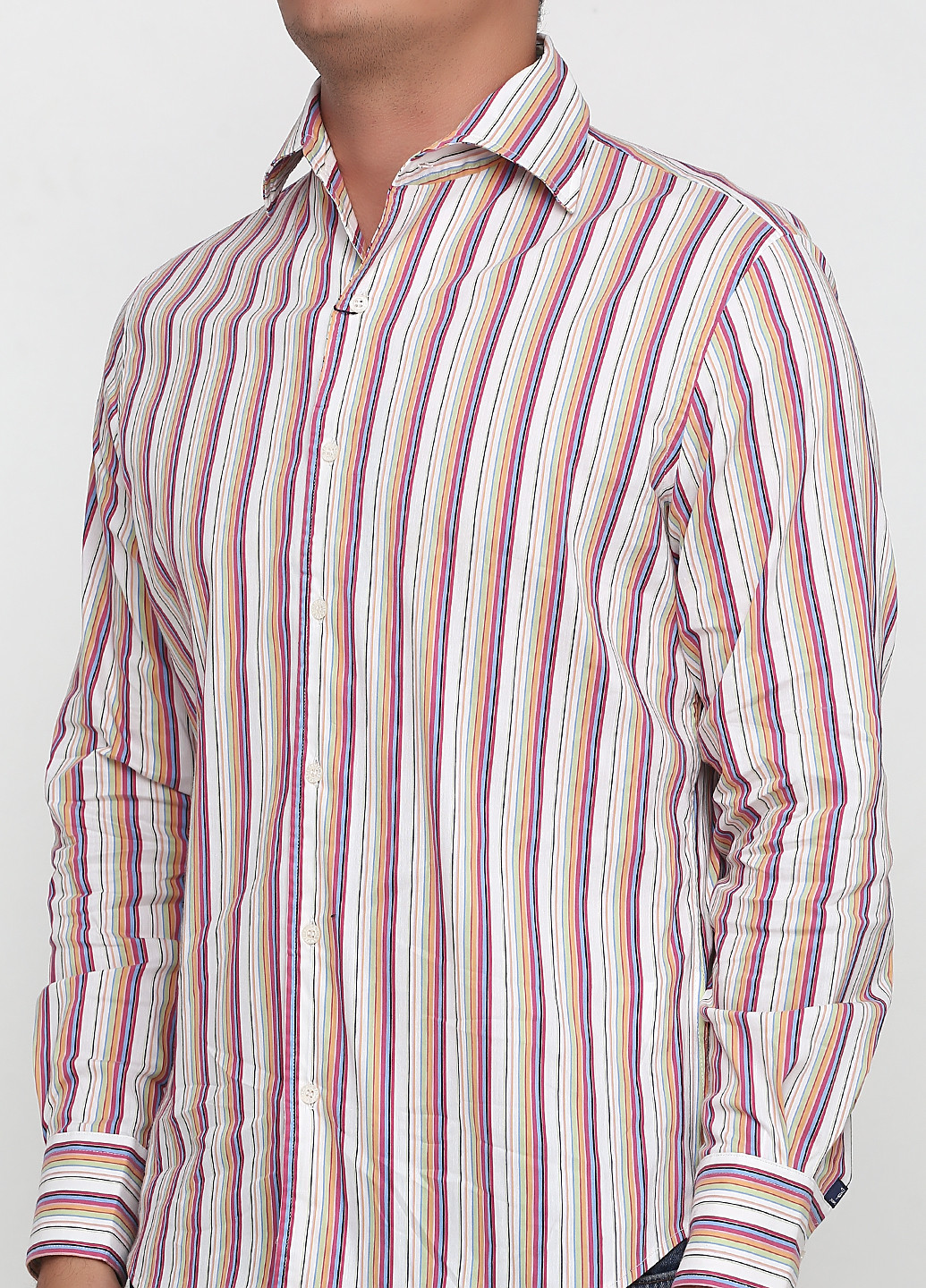 Розовая кэжуал рубашка в полоску Trussardi с длинным рукавом