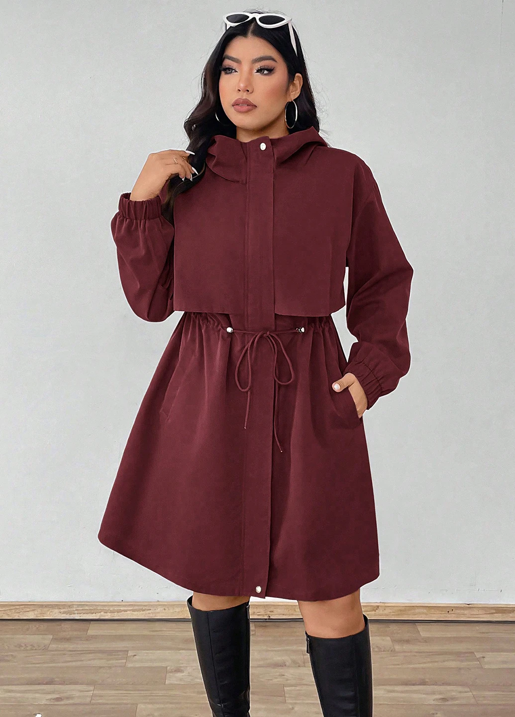 Бордовая демисезонная куртка SHEIN