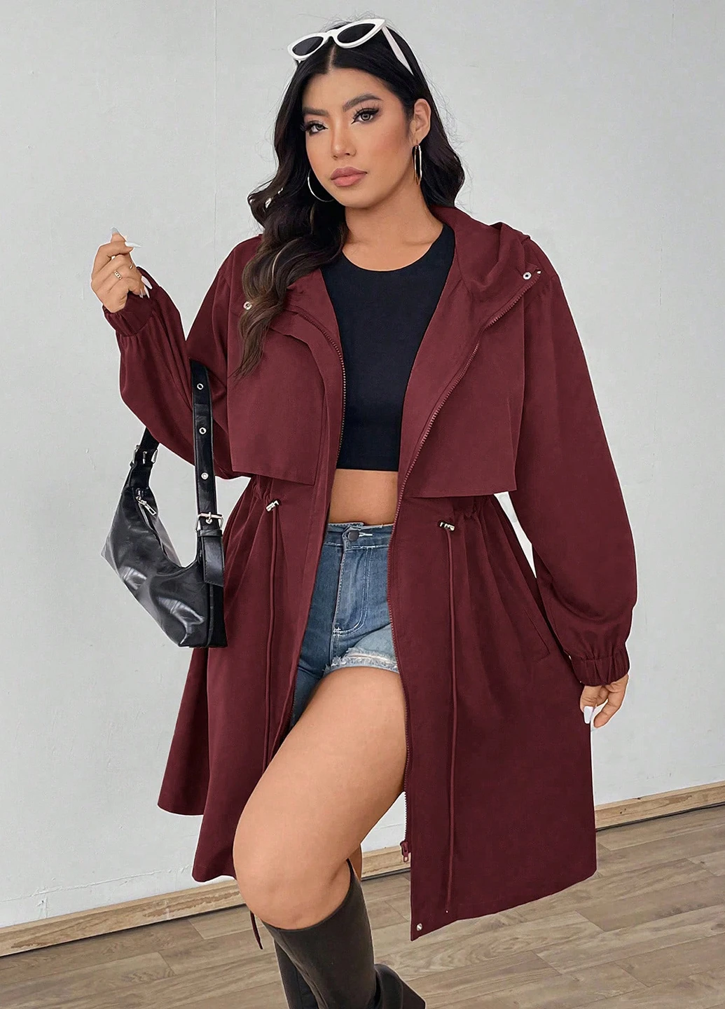 Бордовая демисезонная куртка SHEIN