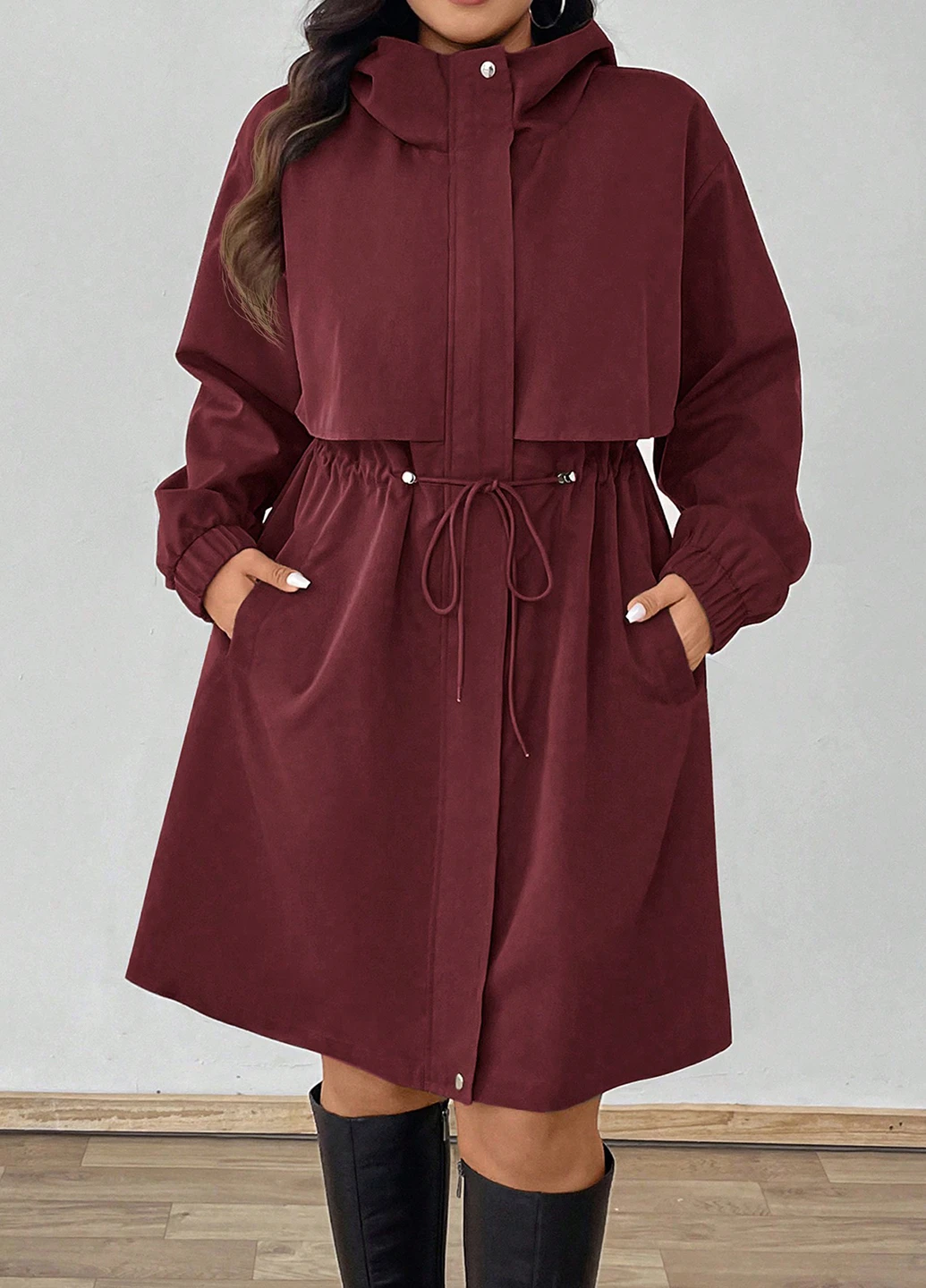 Бордовая демисезонная куртка SHEIN