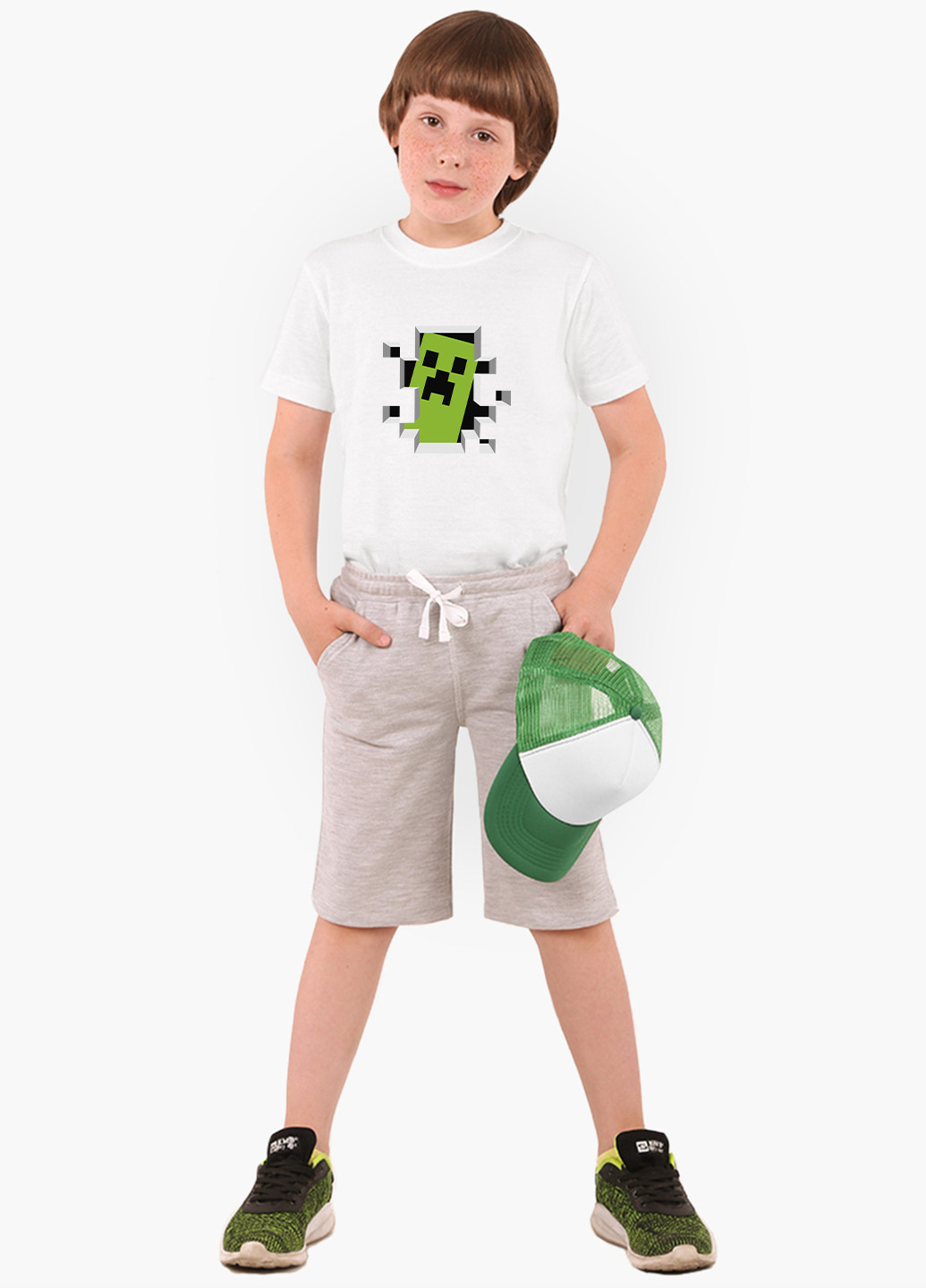 Белая демисезонная футболка детская майнкрафт (minecraft)(9224-1709) MobiPrint
