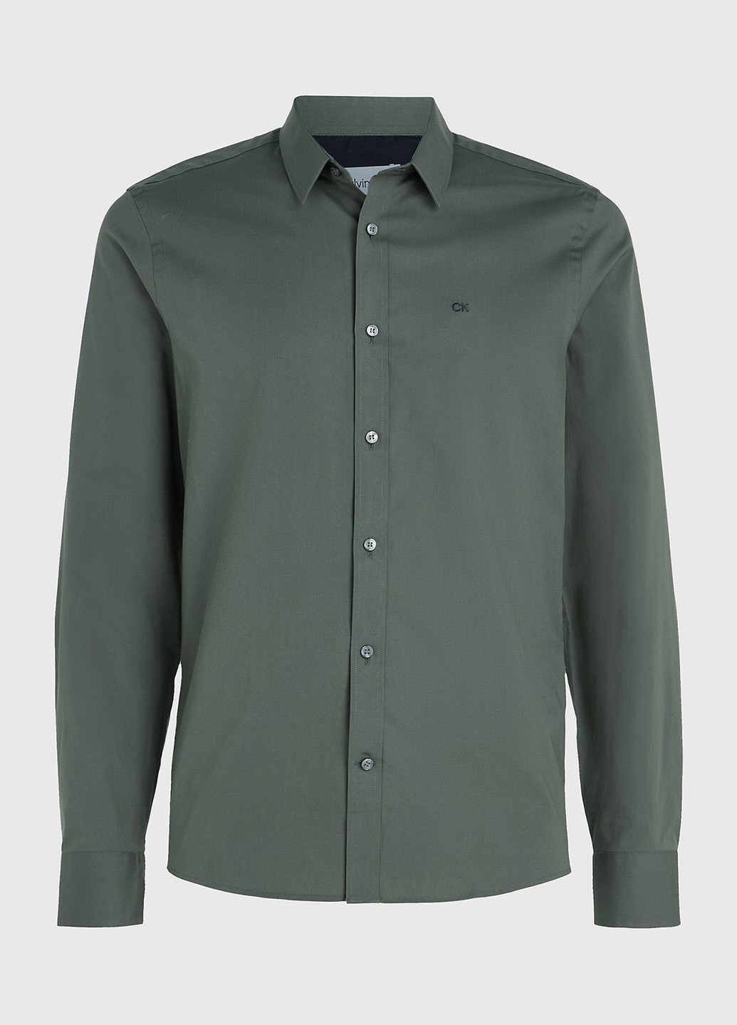 Темно-зеленая кэжуал, классическая рубашка однотонная Calvin Klein