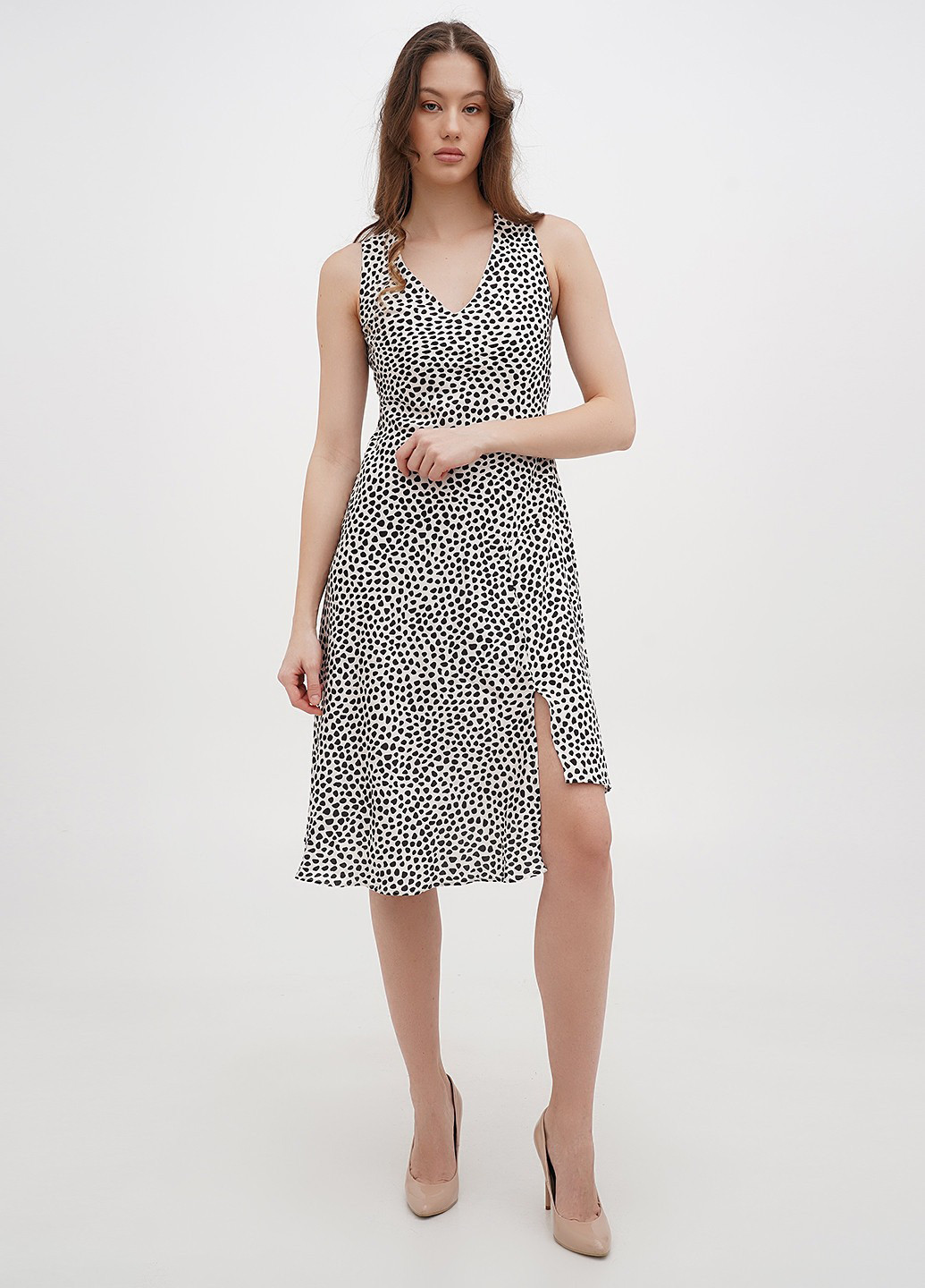 Молочное кэжуал платье Stefanel с геометрическим узором