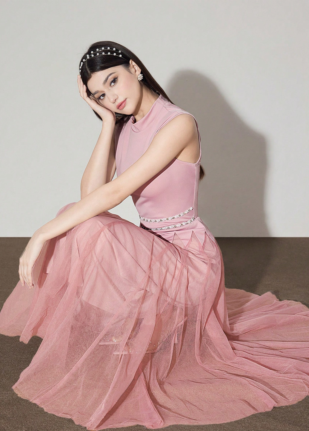 Світло-рожева святковий, вечірня сукня з пишною спідницею SHEIN однотонна