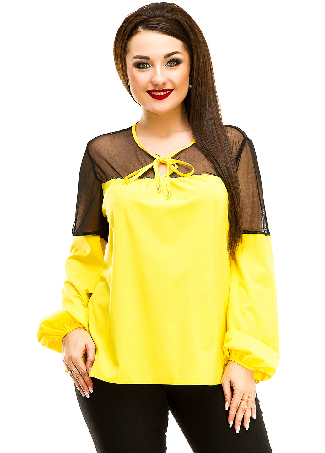 Желтая демисезонная блуза Lady Style