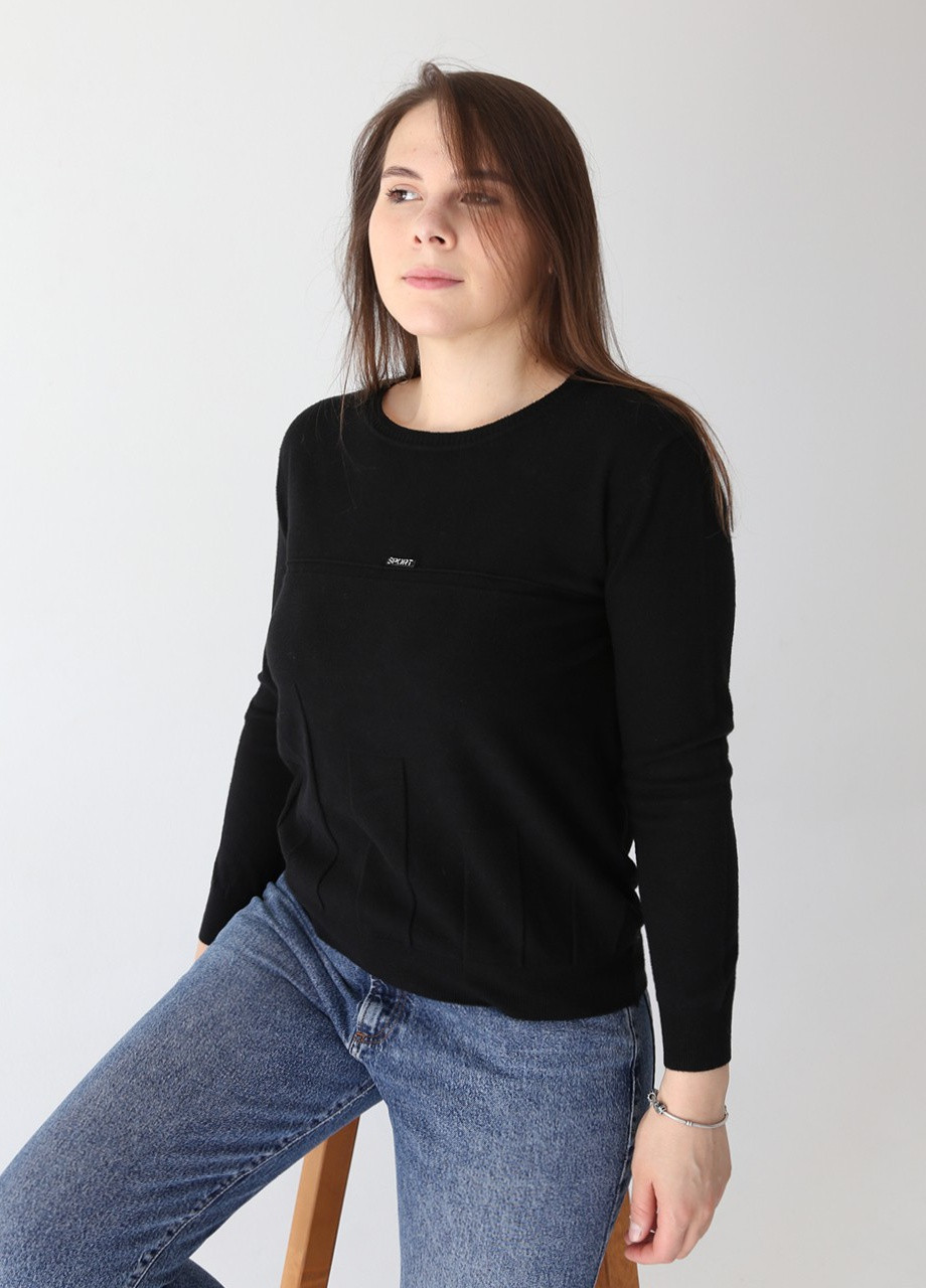 Черный демисезонный свитер женский черный прямой тонкий JEANSclub Прямая