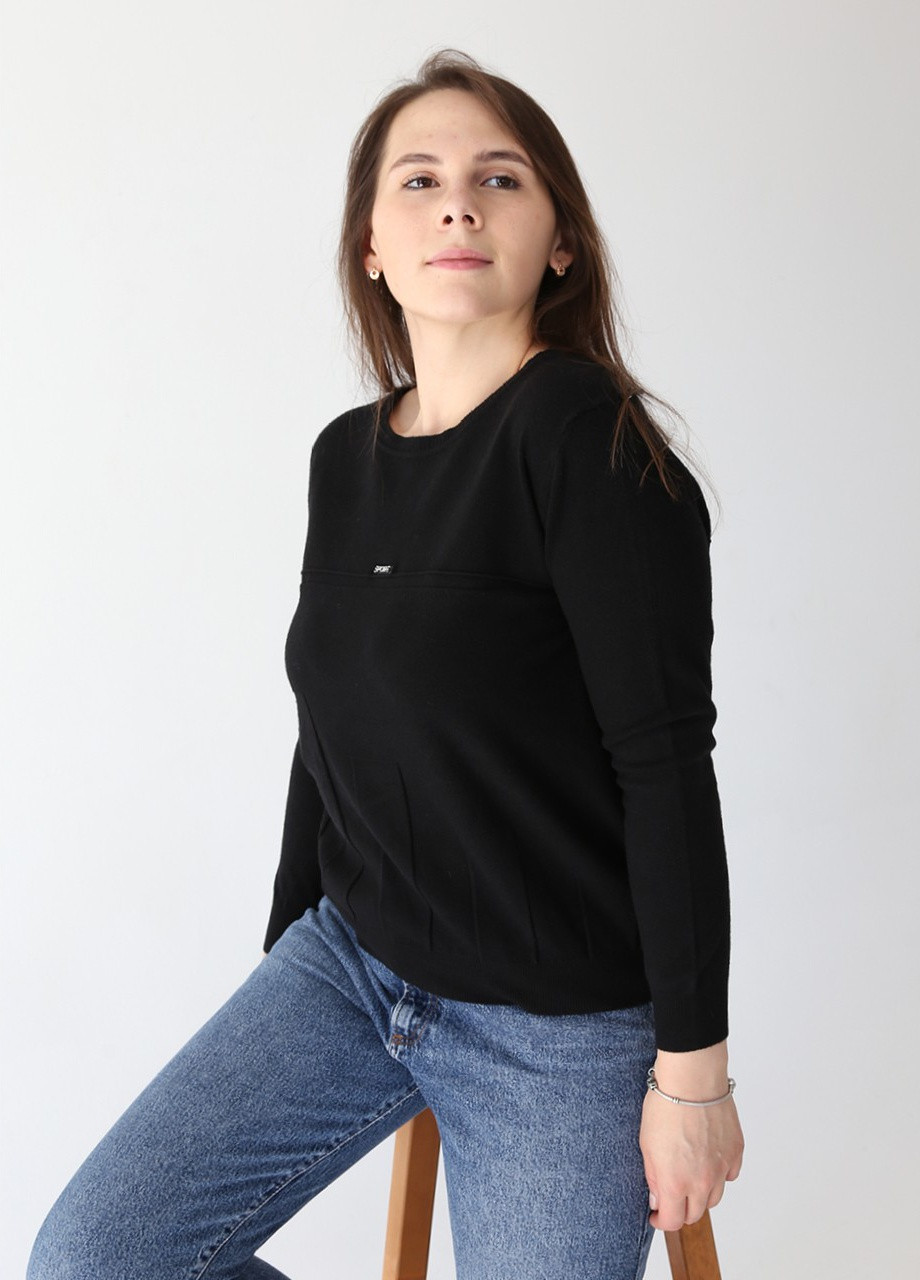 Черный демисезонный свитер женский черный прямой тонкий JEANSclub Прямая