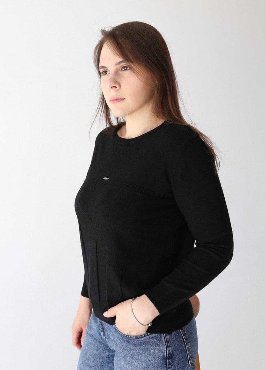 Чорний демісезонний светр жіночий чорний прямий тонкий JEANSclub Прямая