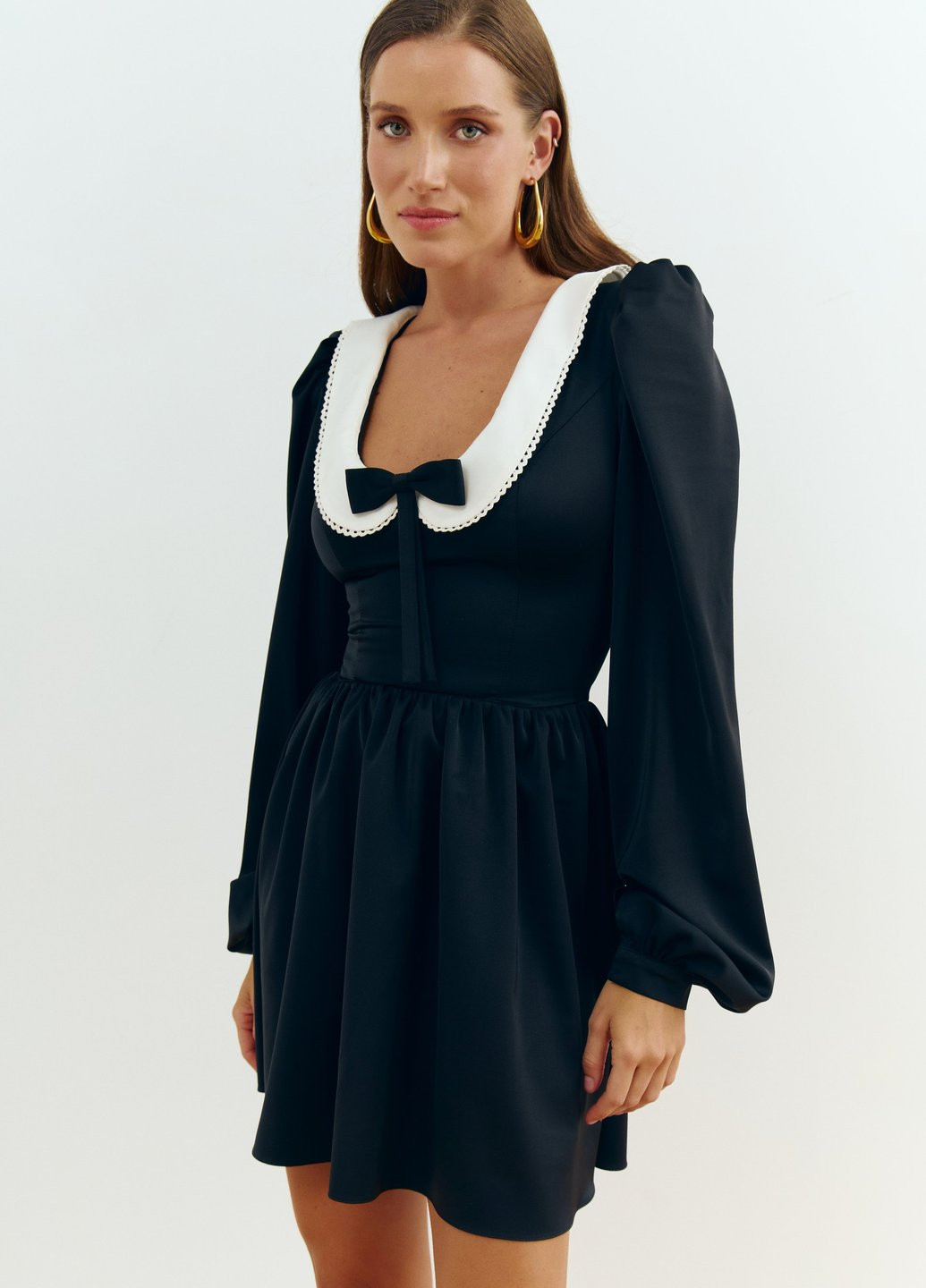 Черное кэжуал платье клеш Gepur однотонное