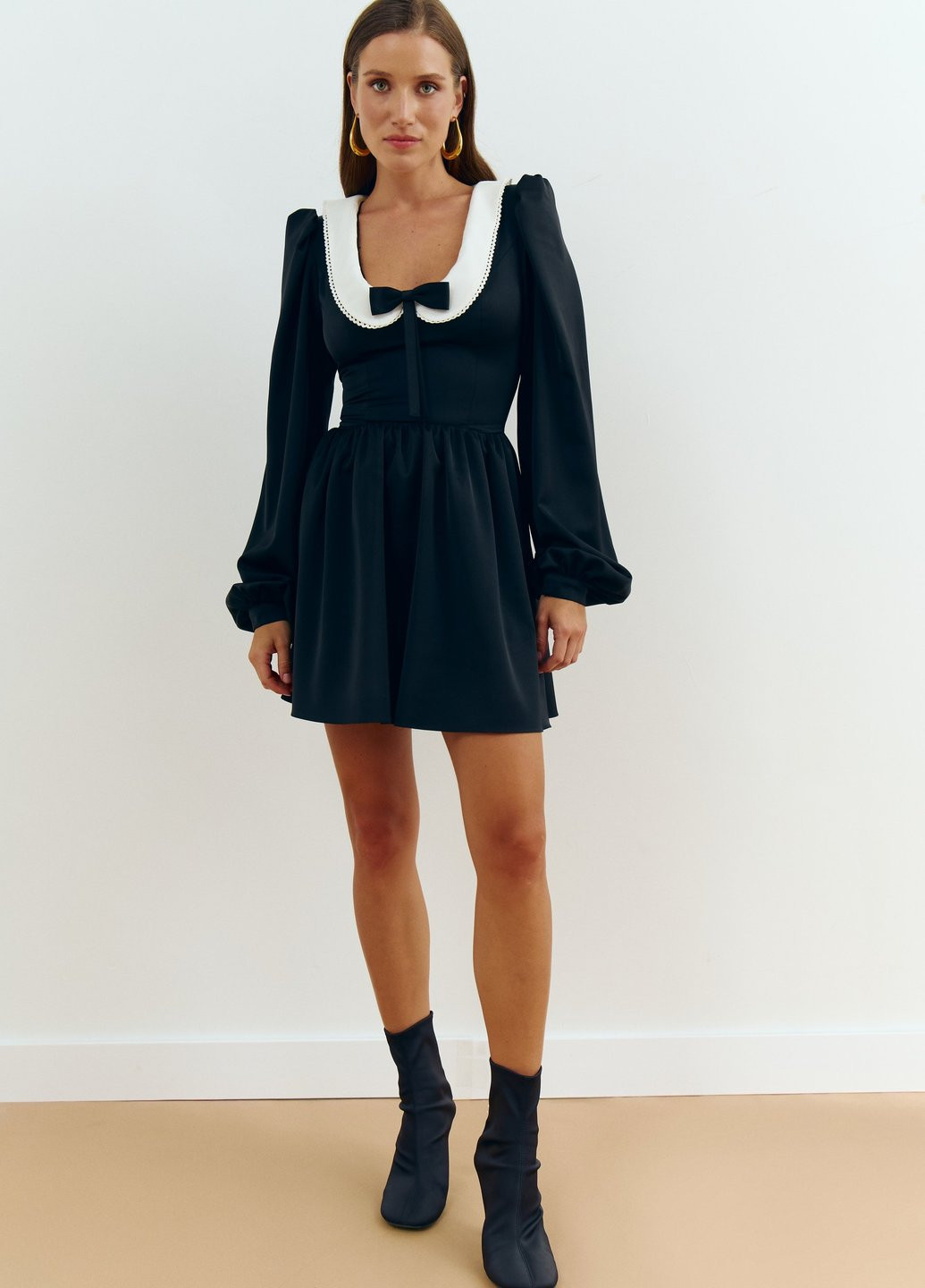 Черное кэжуал платье клеш Gepur однотонное