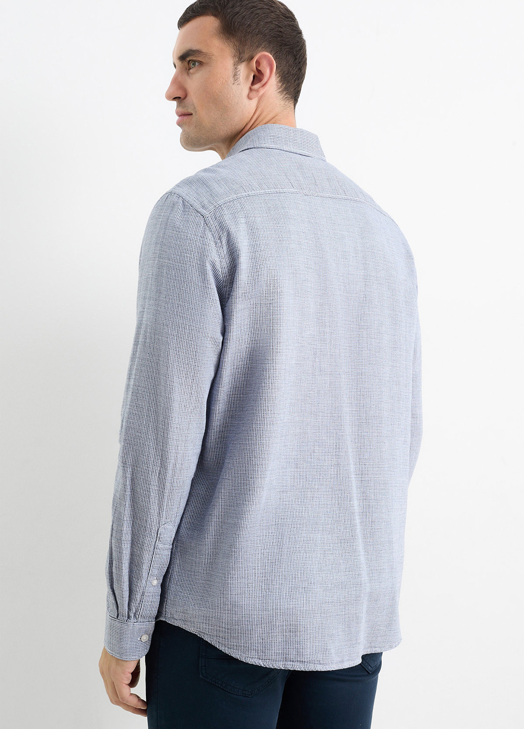 Синяя кэжуал рубашка однотонная C&A