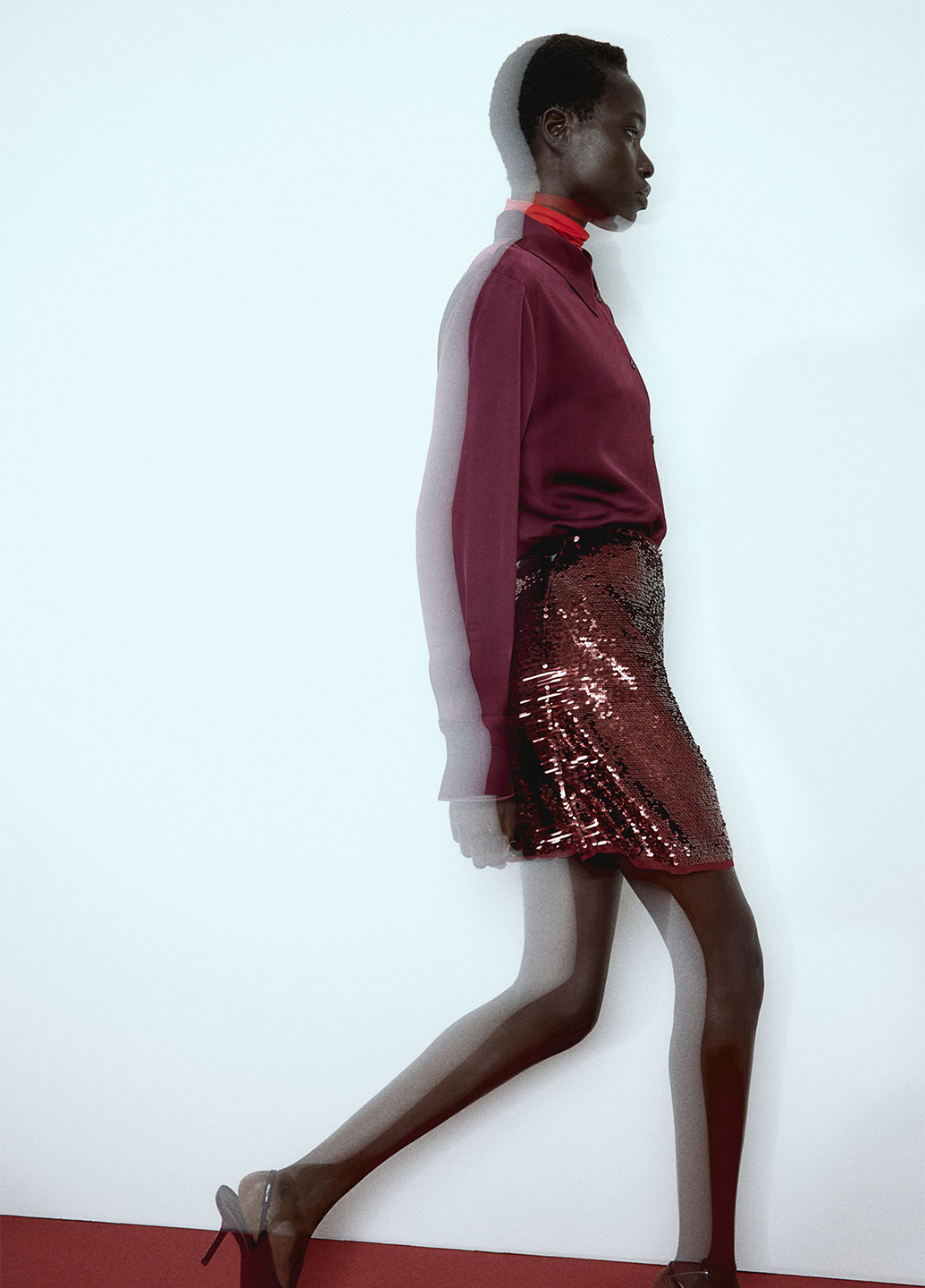 Бордовая праздничный однотонная юбка H&M