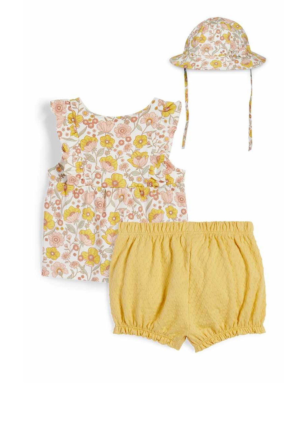 Жовтий літній комплект (панамка, футболка, шорти) C&A