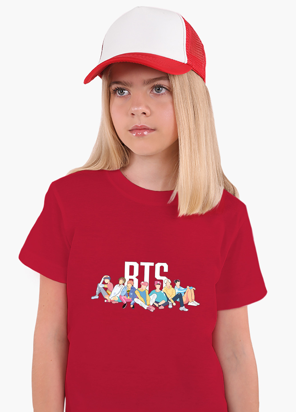 Червона демісезонна футболка дитяча бтс (bts) (9224-1061) MobiPrint