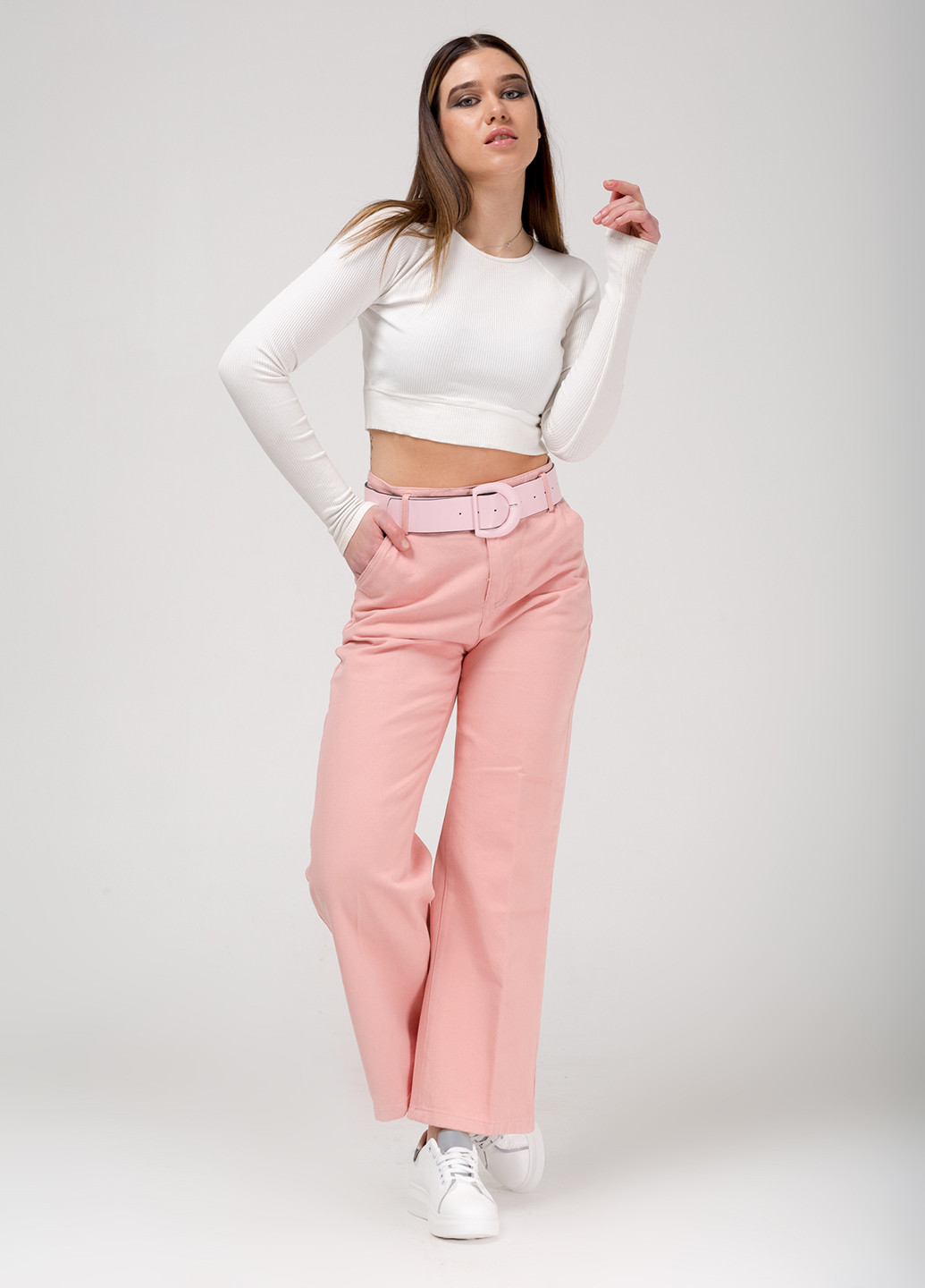 Розовые кэжуал демисезонные клеш брюки Icon