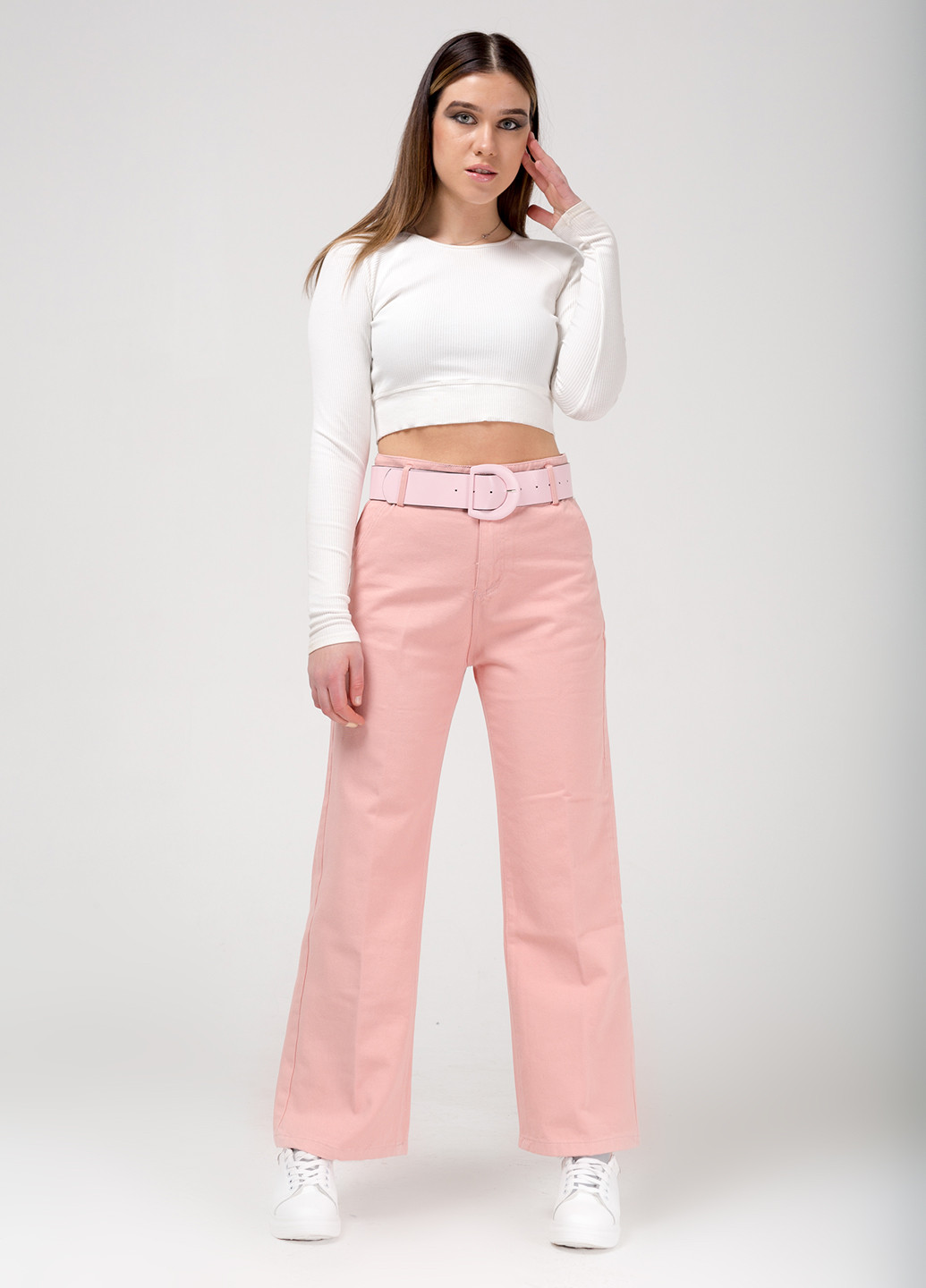Розовые кэжуал демисезонные клеш брюки Icon