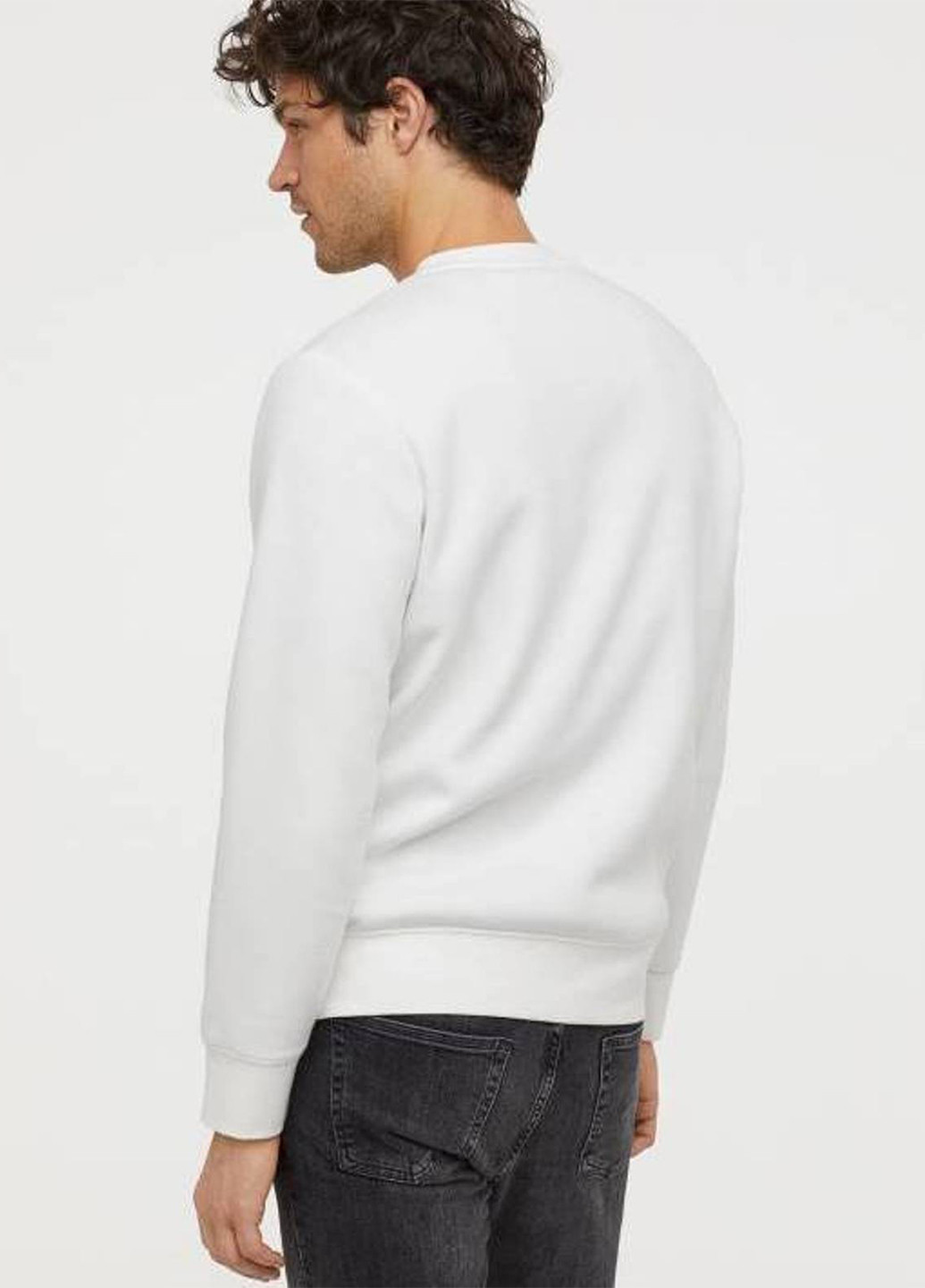 Свитшот H&M - Прямой крой рисунок белый кэжуал хлопок, трикотаж - (253393627)