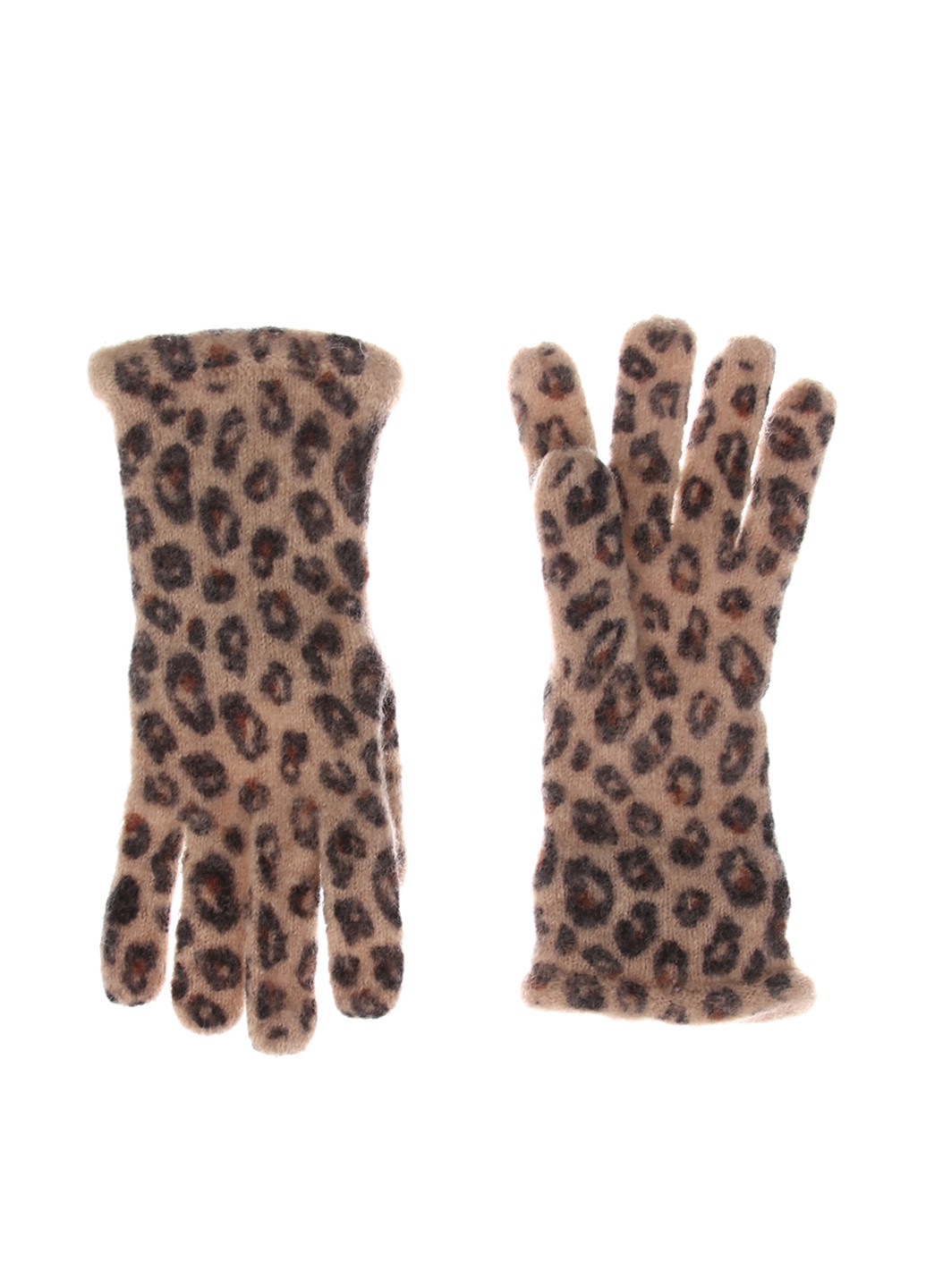 Перчатки H&M леопардовые бежевые кэжуалы шерсть