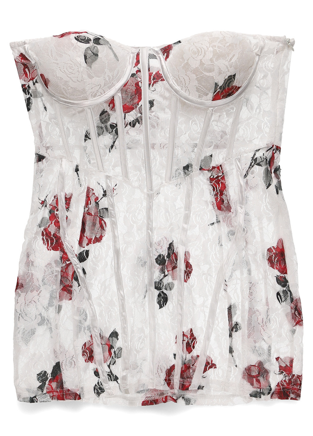 Белое коктейльное, откровенный платье с корсетом PrettyLittleThing с цветочным принтом