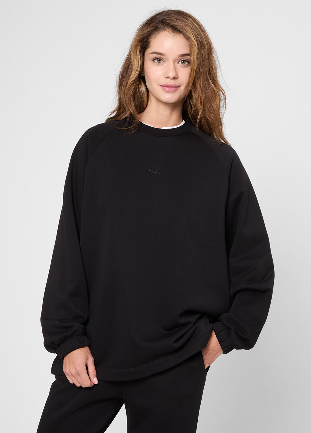 Чорний світшот PRPY однотонний вишивка (366302263)